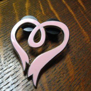 Pink Ribbon Heart Breast Cancer Lapel Pin